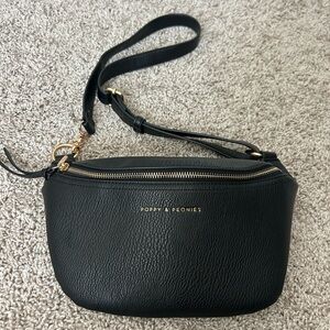 Poppy & Peonies Elegant Black Crossbody Bag